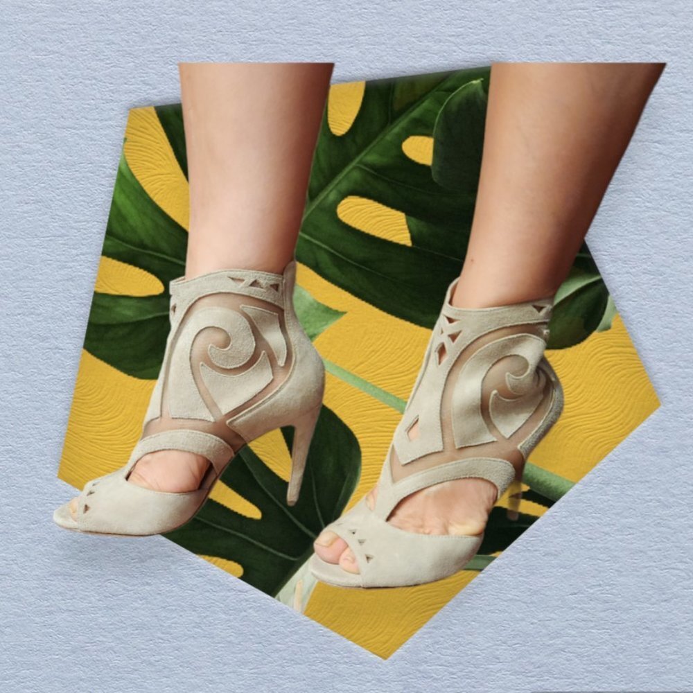 Siergon Morrison suede heels with illusion cut outs